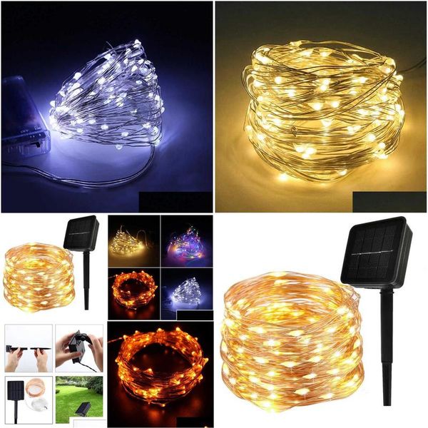 Décoration de fête 50-200 Led Solar Power Strip Rope Lights Fairy String Light Xmas Outdoor Energy Waterproof Copper Wire Y0720 Drop D Dhzme