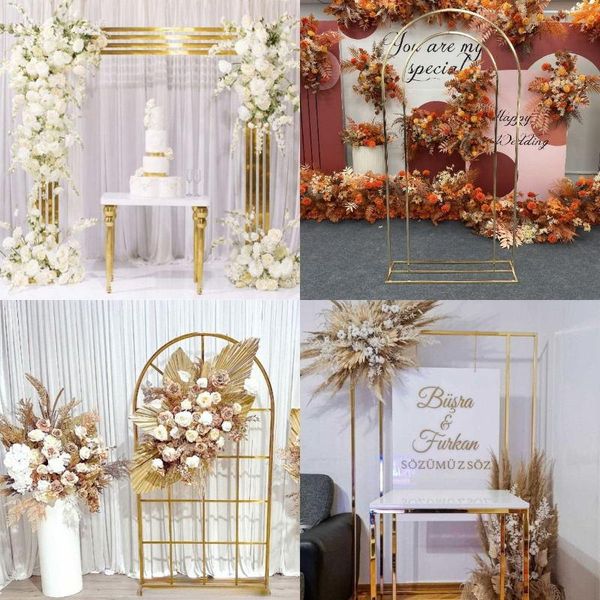 Décoration de fête 50% de réduction sur 11.11 Luxury Romantic Metal Cadre Backs Trops étagère extérieur pelouse floral de mariage arc de fleur de fleur panneau panneau d'affichage Signe