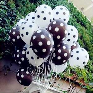Décoration de fête 50 pcs / lot 12 pouces 2,8 g noir rouge blanc polka dot couleurs ballons en latex gonflables pour l'anniversaire de mariage