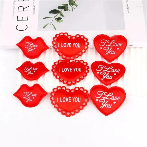 Décoration de fête 50 pcs rouges coeur coeur de Noël mariage bricolage cadeau cadeau accessoires appliques à la maison