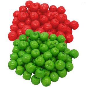 Feestdecoratie 50 pc's simulatie fruitdecor kunstmatige mini appels kleine groene rode pu nep