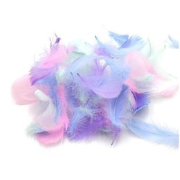 Décoration de fête 500pcs / sac 5cm mini plume rose / bleu / blanc colorf pour le remplissage de boîte-cadeau de mariage Valentine bricolage ornements faveur goutte D OT2S7