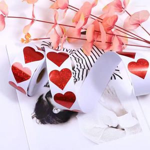 Party Decoratie 500 stks/rol Sparkle Heart Stickers Red Love Scrapbooking Lijmsticker voor Valentijnsdag bruiloft Giftbox tas