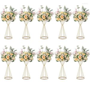 Décoration de fête 50 cm / 70 cm Vases Or / Blanc Fleur Stand Métal Route Plomb Mariage Pièce Maîtresse Fleurs Support Pour Banquet Événement