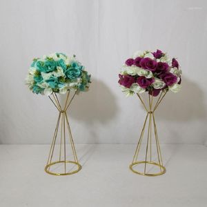 Décoration de fête 50CM galvanoplastie or Vases à fleurs or/blanc supports métal route plomb mariage pièce maîtresse fleurs support pour événement