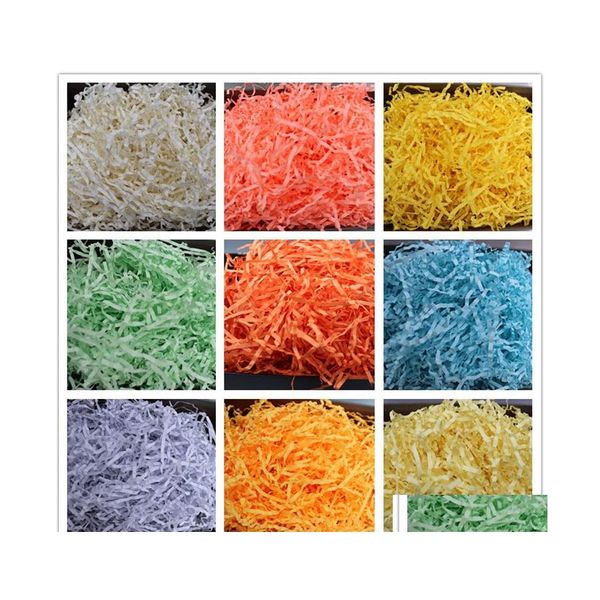 Décoration de fête 50G / Lot Mtiple Couleur Lafite Décoratif Herbe Cadeau Remplissage Ondulé Pli Boîte De Papier Emballage De Fruits Antichoc Fille 1412 Dhpls