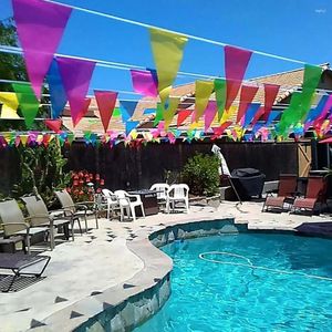 Décoration de fête 50m 100 drapeaux multicolores Triangle Bunting Bannière Fanion Festival Guirlande en plein air Vacances