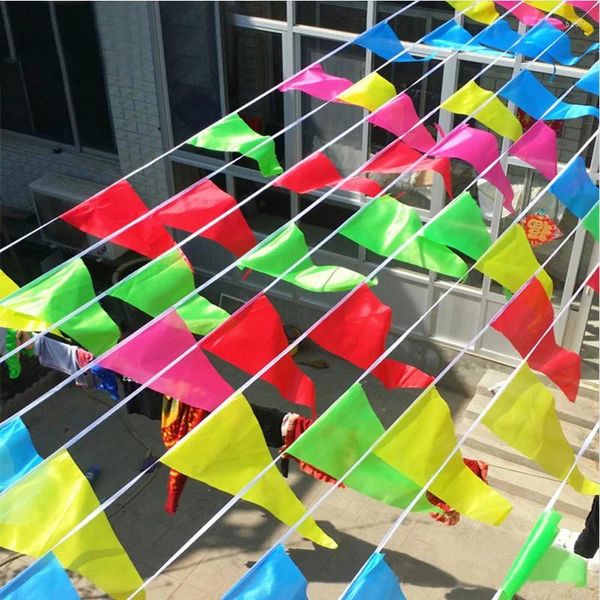 Décoration de fête 50m bannière de bruant triangle coloré pour le mariage bébé anniversaire douche décor festival festival de vacances
