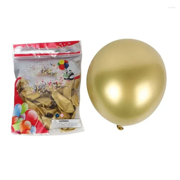 Décoration de fête 50pcs 10 pouces ballons en latex métalliques épais chromés en métal glossé ballons de perles globos pour décoration - or
