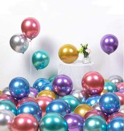 Feest decoratie 50 stks 12 inch glanzende metalen parel latex ballonnen dikke chroom metalen lucht globos ballon baby douche bruiloft verjaardag decor