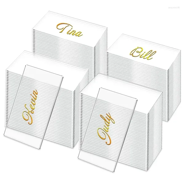 Decoración de fiesta 50 Uds Tarjetas de lugar rectangulares acrílicas para boda Tarjeta de nombre de invitado en blanco transparente asientos de mesa transparentes