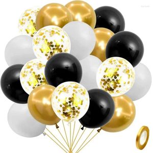 Décoration de fête 50pcs Ballon Set 12 pouces Black Gol Paper Sequins Latex combinaison d'anniversaire arrangement