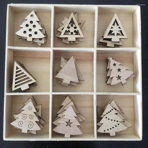 Décoration de fête 50pcs dia 3cm en bois naturel ornement de Noël en bois pendentif suspension cadeaux de neige décora adornos de navidad