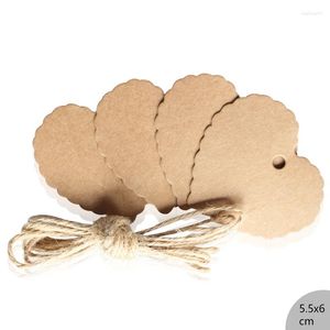 Décoration de fête 50pcs bricolage étiquette alimentaire de mariage cadeau de gâteau de mariage décoration tag emballage brun kraft papier tags love coeurs 5.5 6cm