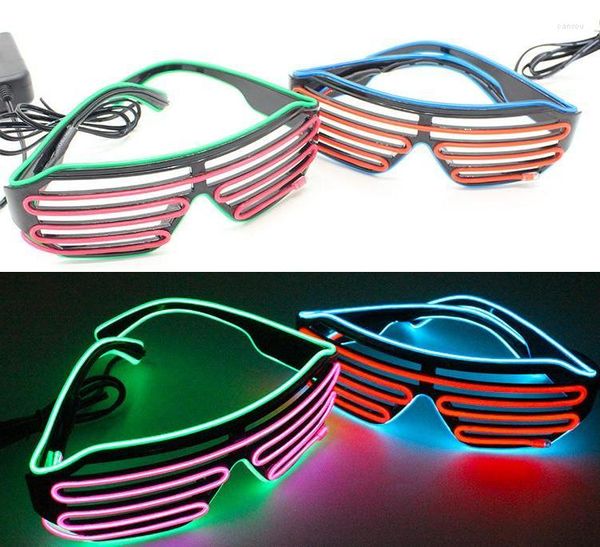 Décoration de fête 50pcs Mode Multicolore Lunettes Lumières Froides El Fil Led Lumière Lunettes Cheerleading Cheer Props Cadeau De Noël Dhl