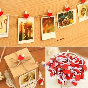 Décoration de fête 50pcs coeur chevilles en bois épingles mémo photo po clips mariage noël bricolage