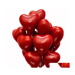 Feestdecoratie 50 stks/kavel 10 inch ruby ​​rode liefde hart ronde helium dubbelwedstige latex ballonnen valentijnsdag romantische bruiloft birt dhxqs