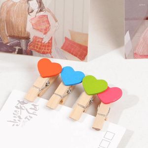 Party Decoration 50 stcs/lot 3,5 cm houten cartoon liefde clip kleur mini po ansichtkaart decoratief