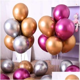 Feestdecoratie 50 stks/partij Colorf Ballon 10 Inch Latex Chroom Metallic Helium Ballonnen Bruiloft Verjaardag Baby Douche Kerst Boog D Dhder