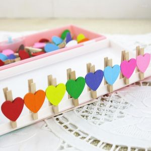 Party Decoratie 50 stks/partij Rood Hart Liefde Houten Kleding Po Papier Peg Pin Mini Wasknijper Postkaart Clips Thuis Bruiloft StationeryParty