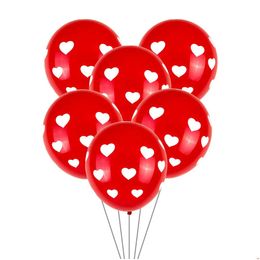 Feestdecoratie 50 stuks Liefdevol Hart Afdrukken Ballon 12Inch Verjaardag Latex Valentijnsdag Liefde Decor Ballonnen Bh8044 Drop Delivery Hom Otts3