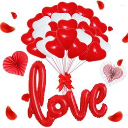 Décoration de fête 54pcs / ensemble rose coeur rouge ballons en latex amour ballon de mariage anniversaire décorations de la Saint-Valentin.