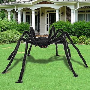 Décoration de fête 5FT / 6.6FT Araignée noire géante Accessoires de décoration d'Halloween Simulation en peluche Araignée Haunted House Prop Scary Tricky Toy 220915