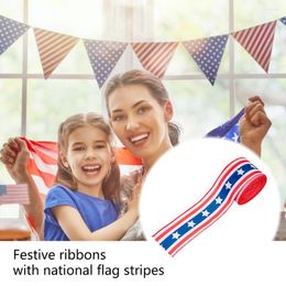 Decoración de fiesta, 5m, 1 rollo, cinta de hilo de estrellas, bandera americana resistente a desgarros, patrón brillante, vestido de colores para el Día de la Independencia