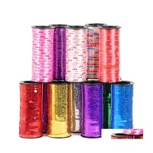 Feestdecoratie 5 mm 100 yard ballonnen linten laserlint voor geschenken doos diy verpakking bruiloft folie zijden druppel levering huis gar dhoq7