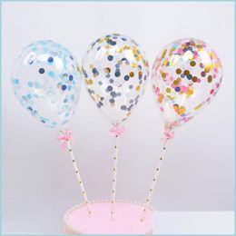 Decoración del partido 5 Unids / 10 Unids 5 Pulgadas Mini Confeti Globos de Látex Con St Para Cumpleaños Banquete de Boda Cake Topper Decoraciones Bady Showe Dh3Vg