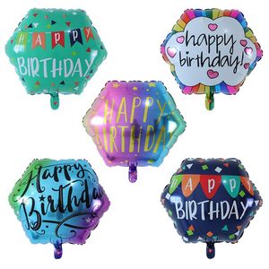 Décoration de fête 5 pièces 22 pouces coloré joyeux anniversaire imprimé feuille hélium ballons pour mariage bébé douche Air Globos