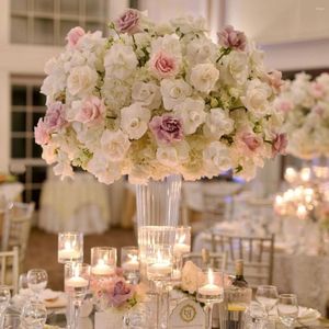 Décoration de fête 5pcs) 60cm) stand de fleur en cristal pièce maîtresse en soie arrangements floraux transparents de table de mariage banquet
