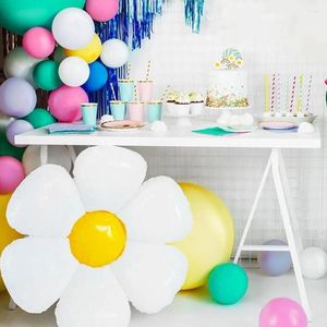 Décoration de fête 5 pièces 72 cm ballons de fleurs blanches marguerite ballon d'hélium en aluminium anniversaire d'enfant mariage été décors de tournesol