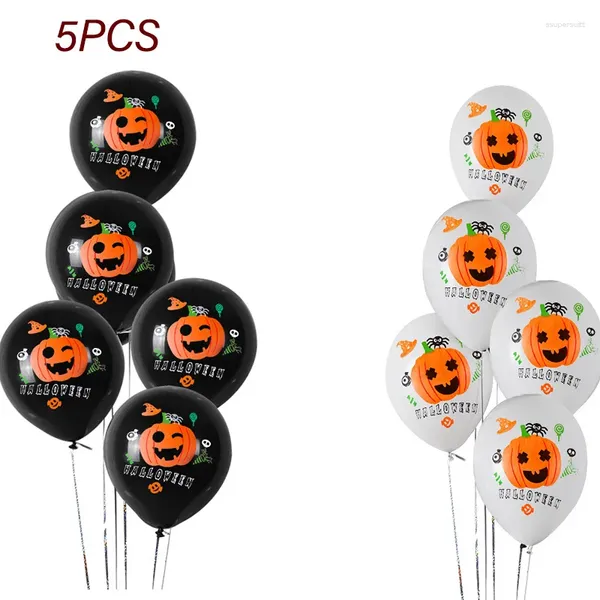 Décoration de fête 5pcs Halloween Pumpkin Latex ballon 12 pouces imprimées blancs noirs pour une décoration de maison heureuse globos