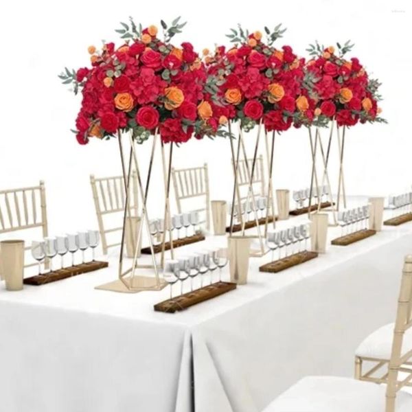 Décoration de fête 5pcs) modèle or 80 cm centres de table de mariage décorations de table de table fleur de la pièce maîtresse pour