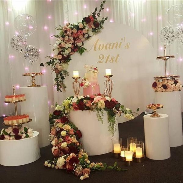 Décoration de fête 5 pièces/ensemble) meubles d'événement Table de gâteau d'événement Base en métal blanc mariage pour scène Yudao760