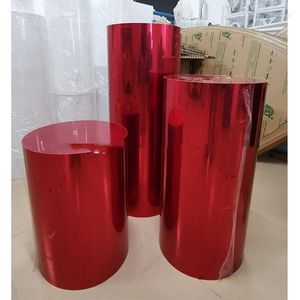 Décoration de fête 5 pièces/ensemble) prix usine ronde toile de fond de mariage rouge Mental acrylique miroir plinthes Yudao473