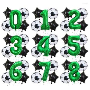 Decoración de fiestas 5pcs/set Football Soccer Temo Helium Air Balloon 32 pulgadas Número Foil Globos Boys Birthday Toys Suministros