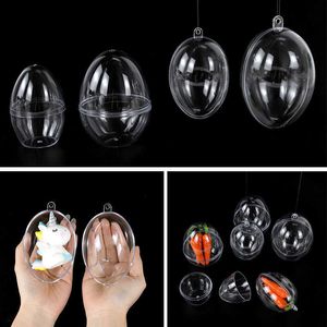 Décoration de fête 5 pièces boule transparente clair oeuf de pâques en plastique suspendu ornement bonbons boîte de chocolat enfants faveur mariage décor Y2302