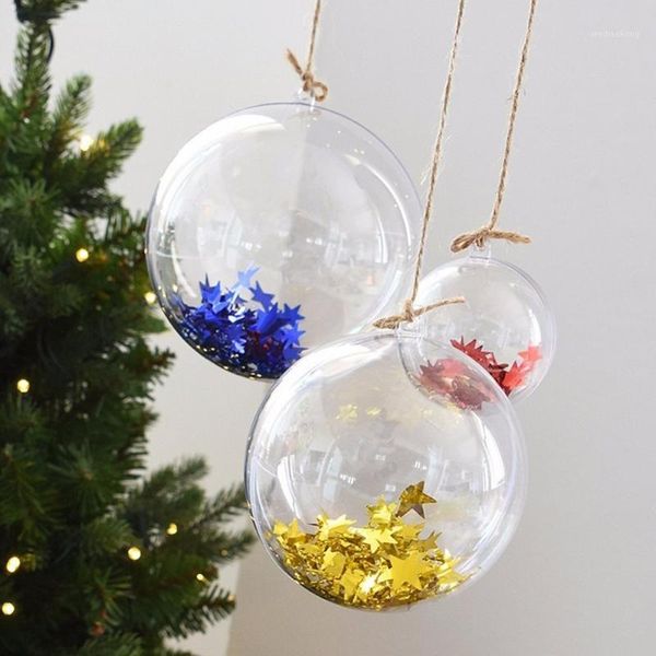 Decoración de fiesta, 5 uds., bola de adorno transparente de plástico abierto, regalo, decoraciones para árboles de Navidad, caja de regalo, bolas de adorno 1