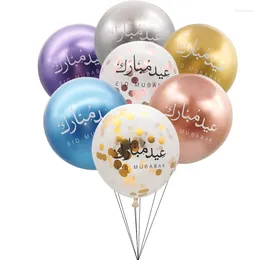 Décoration de fête 5pcs12inch Métal coloré Eid Mubarak Latex confetti ballon islamique Ramadan Hajj Festival Al Adha Supplies