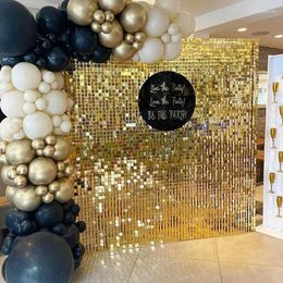 Feestdecoratie 6/12/24 stuks Vierkant Licht Gouden Pailletten Achtergrondpanelen Voor Bruiloft Baby Douche Achtergrond Muur Decor Shimmer Laser