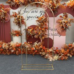 Party Decoratie 6.56ft Shiny Gold Wedding Arch Metal Ronde Boog achtergrond Frame Bloemstand Stand Stadium Geometrische ceremoniescherm