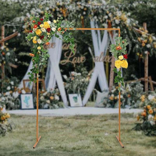 Decoración de fiestas 6.6 pies Metal Metal Boda Marco Marque Garden Flores Flojas Fondo de fondo Decoración de flores Amarillo