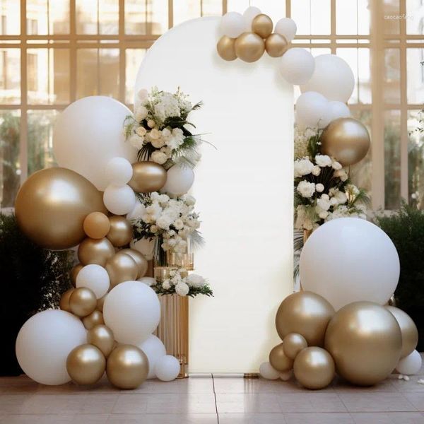 Décoration de fête 6,6 pieds Couverture arc de mariage Blanc Spandex Round Top Backdrop Stand for Bridal Baby Shower Birthday Banquet Decor