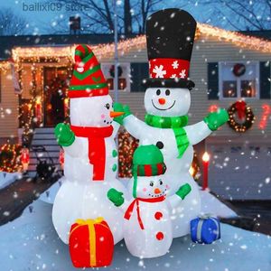 Feestdecoratie 6 Ft LED Oplichtende Opblaasbare Kerstsneeuwman Familie Scence Decoratie voor Tuin Gazon Tuin Thuis Feest Binnen Buiten Speelgoed Kinderen T230926