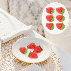 Décoration de fête 6 pcs fructueuses fraises simulées fausses miniatures modèles ronds fruits artificiels fraises modèles rouges