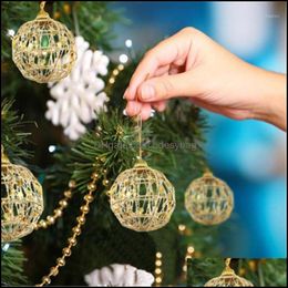 Décoration de fête 6 pièces paillettes arbre de Noël boules creuses boules d'or de Noël décorations ornements de mariage décor à la maison 5/6 cm Bdesybag Dhvnd