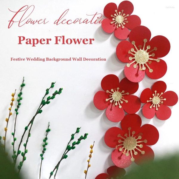 Décoration de fête 6 pcs set papier fleur de fleur de mariage Fenêtre de fenêtre