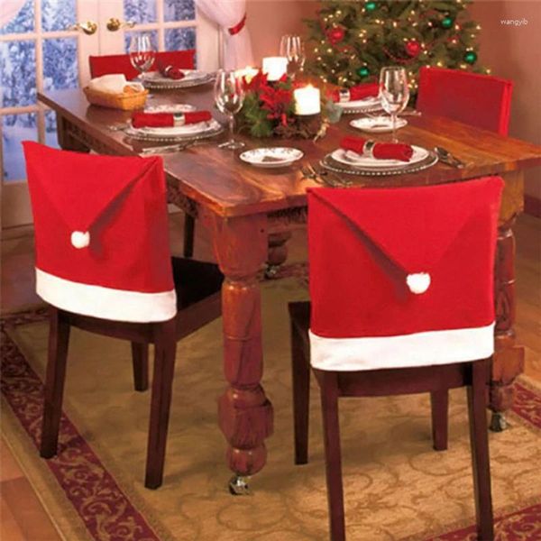 Décoration de fête 6 PCS / Set Chaies rouges Ensemble Chapeaux de Noël Produits de table non tissés Confortable Douppe Soft Holiday Supplies décorations